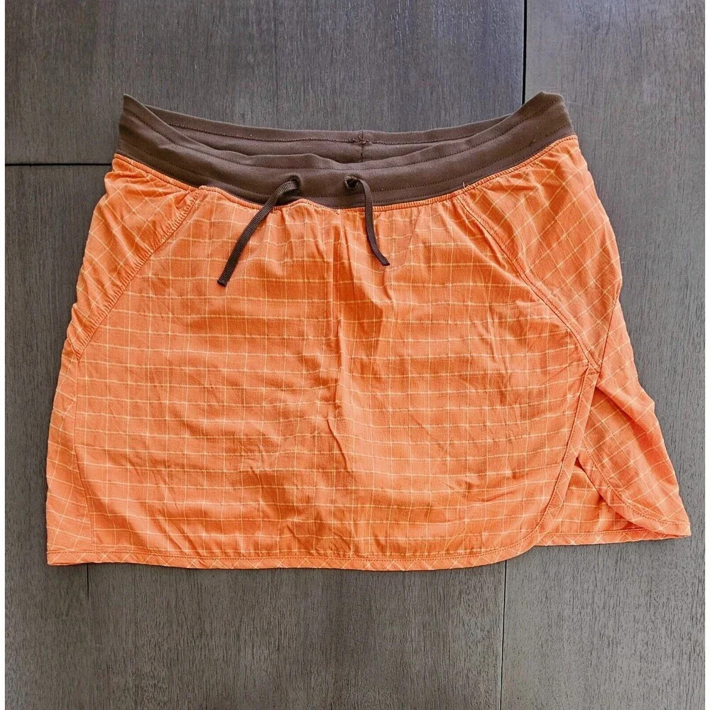 Mountain Hard Wear Checkered Pacer Skort Short Skirt Orange Brown Gorpcore